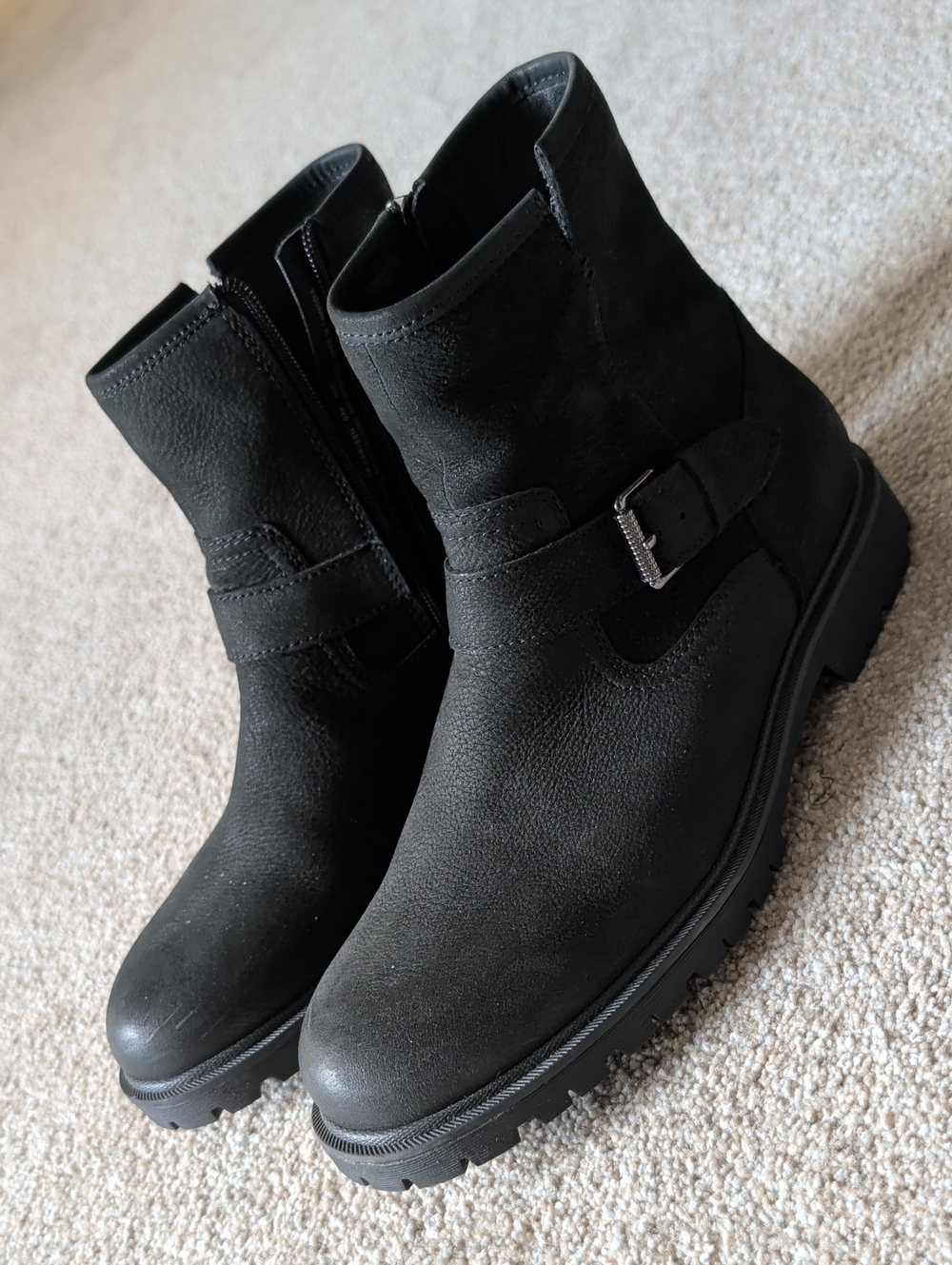 Crown Vintage Black Suede Mid-Calf Buckle Boots Western